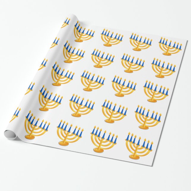 Hannukah Menorah Wrapping Paper (Unrolled)