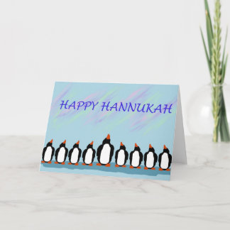 Hannukah penguins holiday card