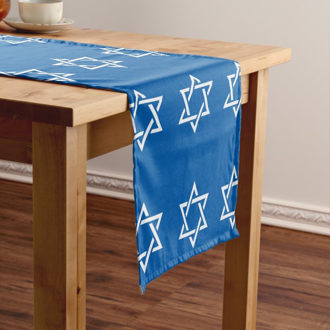 Hannukah typography collage art short table runner (In Situ)