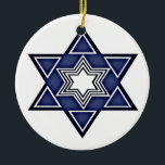 Hannukkah Star of David Ceramic Tree Decoration<br><div class="desc">Hanging ornament Jewish Hanukkah ceramic decoration.. Star of David in blue and white.. greetings card and postage in store .. decorations by Ricaso</div>