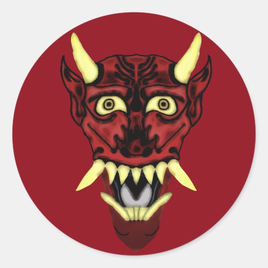 hannya demon mask classic round sticker