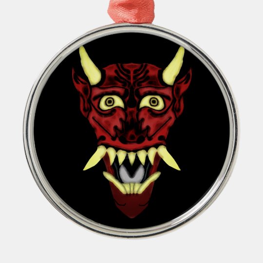 hannya demon mask metal ornament