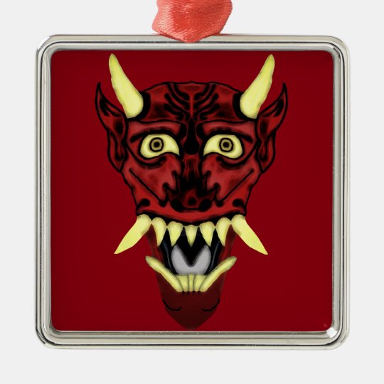 hannya demon mask metal ornament