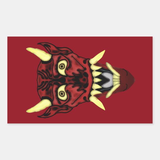 hannya demon mask rectangular sticker