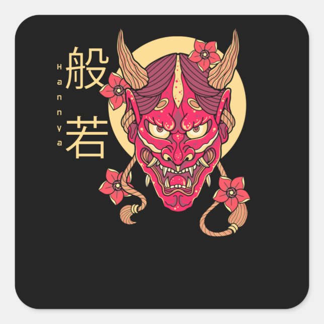 Hannya Mask Square Sticker (Front)