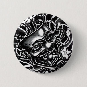 Hannya Mask Tattoo Design 6 Cm Round Badge