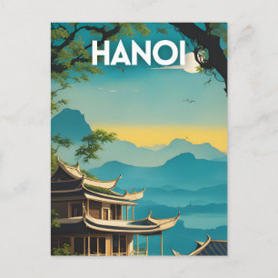 Hanoi Retro Travel Poster Postcard