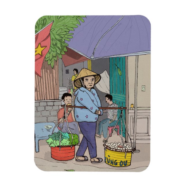 Hanoi Street Hawker Vietnam Magnet (Vertical)