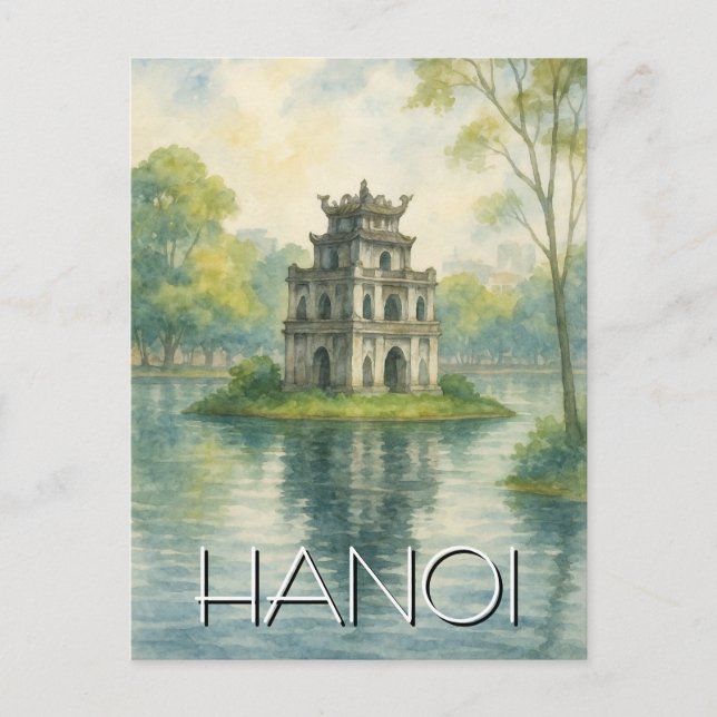 Hanoi Turtle Tower Vietnam Travel Postcard (Front)