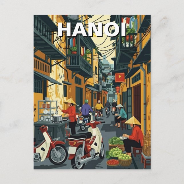 Hanoi Vietnam Alley Travel Postcard (Front)