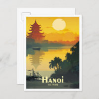Hanoi Vietnam Art Vintage Travel Illustration
