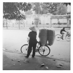 Hanoi Vietnam, Bicyle Delivery Woman (NR) Ceramic Tile