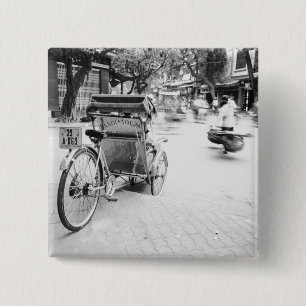 Hanoi Vietnam, Cyclo in Old Hanoi 15 Cm Square Badge