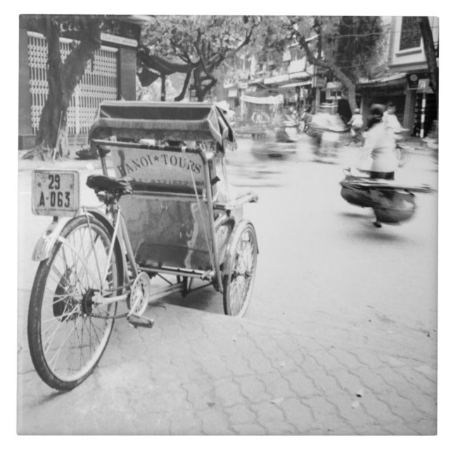Hanoi Vietnam, Cyclo in Old Hanoi Ceramic Tile (Front)