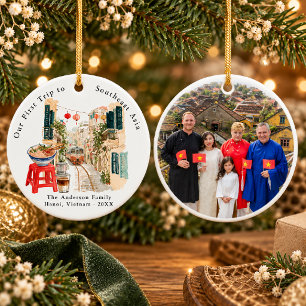 Hanoi Vietnam Family Trip Photo Ceramic Ornament