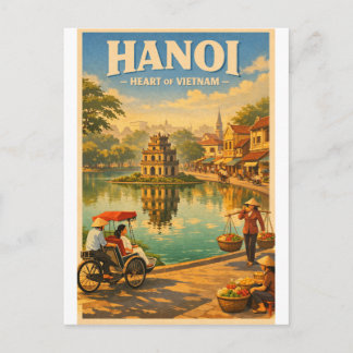 Hanoi, Vietnam, in a classic retro travel Postcard