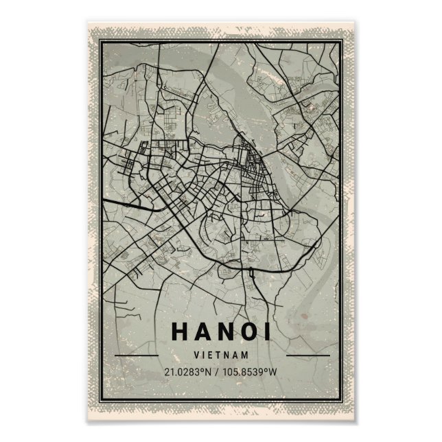 Hanoi vietnam map print poster canvas (Front)