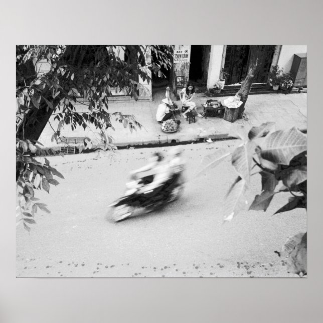 Hanoi Vietnam, Motorbike in Old Hanoi Poster (Front)