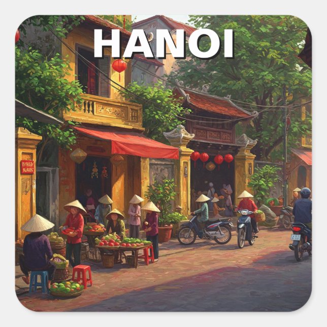 Hanoi Vietnam Travel Square Sticker (Front)