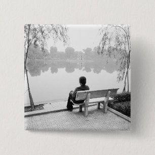 Hanoi Vietnam, View of Hoan Kiem Lake (NR) 15 Cm Square Badge
