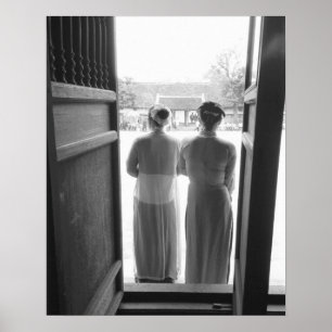 Hanoi Vietnam, Women in Traditional Dress Temple Poster