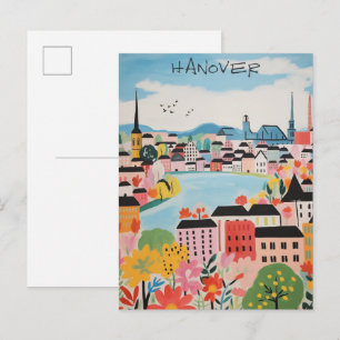 Hanover Germany Travel City Painting Aesthetic Postcard