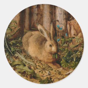 Hans Hoffmann A Hare In The Forest Classic Round Sticker