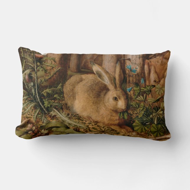 Hans Hoffmann A Hare In The Forest Lumbar Cushion (Front)