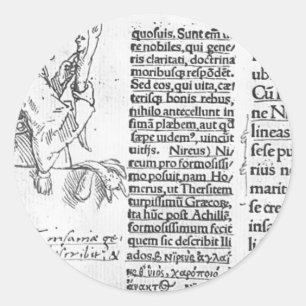 Hans Holbein - Marginal illustration for Erasmus Classic Round Sticker