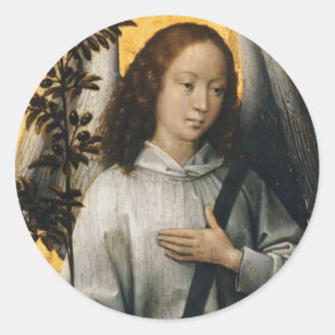 Hans Memling- Angel Holding an Olive Branch Classic Round Sticker