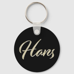Hans Name whitegold Button Schlüsselanhänger Key Ring