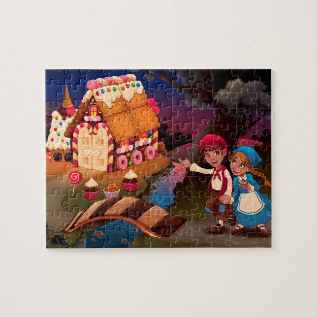 Hansel and Gretel Near The Candy House Fairy Tale Jigsaw Puzzle (Horizontal)