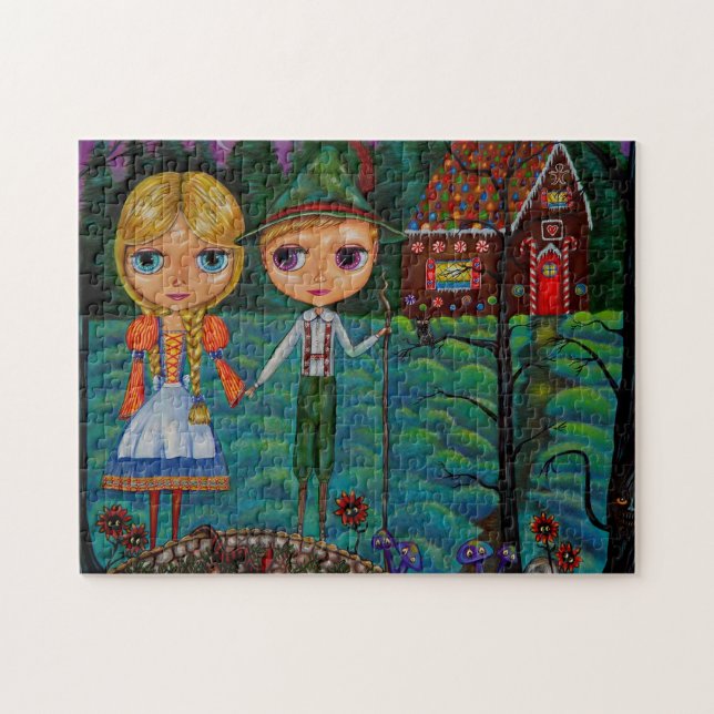Hansel and Gretel Scary Woods Gingerbread House Jigsaw Puzzle (Horizontal)