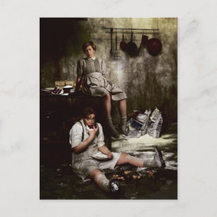 Hansel and Gretel with Chocolate Cake Postcard