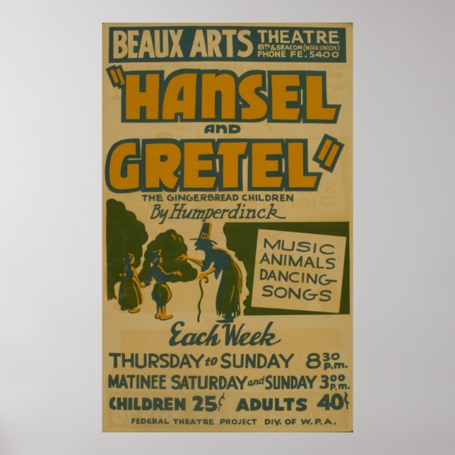 Hansel Gretel WPA Vintage Theater Poster (Front)