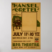 Hansel Gretel WPA Vintage Theatre Poster