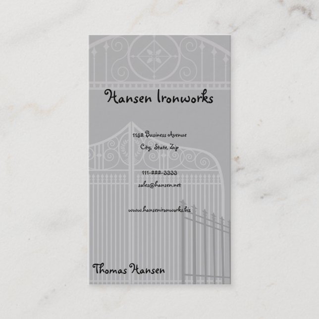 Hansen Ironworks Business Card (Front)