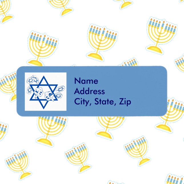 Hanukah Gelt and Dreidels Return Address Label (Creator Uploaded)