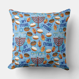 Hanukiahs, Menorahs, and Candles Pattern Cushion