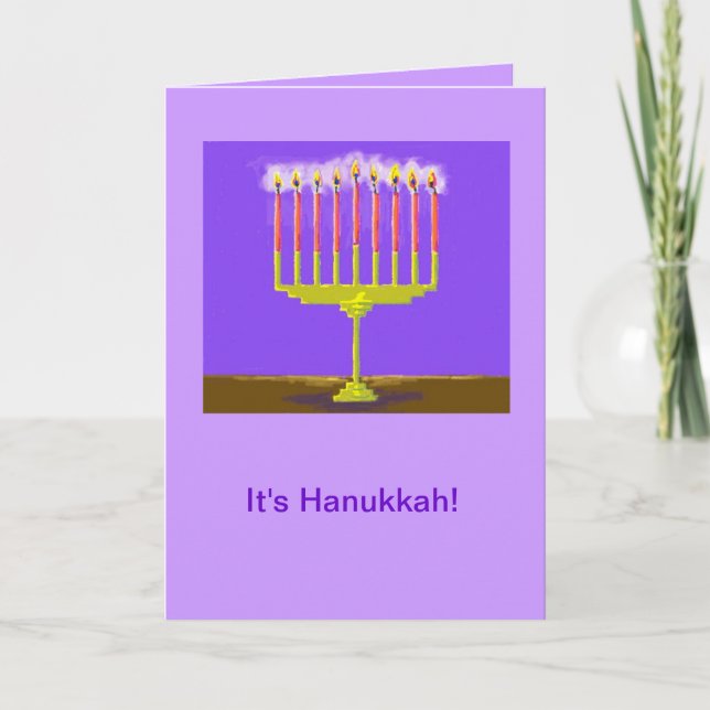 Hanukka Card with Very Bright Menorah (Front)