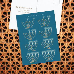 Hanukkah 101 Menorah Lighting Guide Holiday Postcard