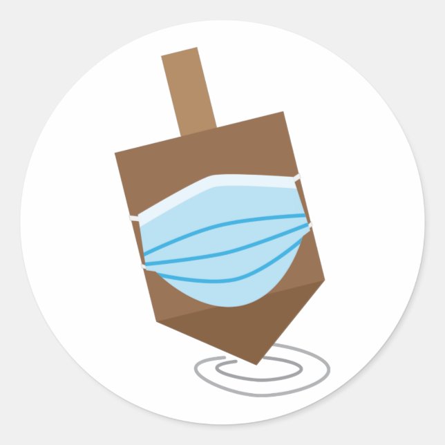 Hanukkah 2020 - Spinning top with face mask Classic Round Sticker (Front)