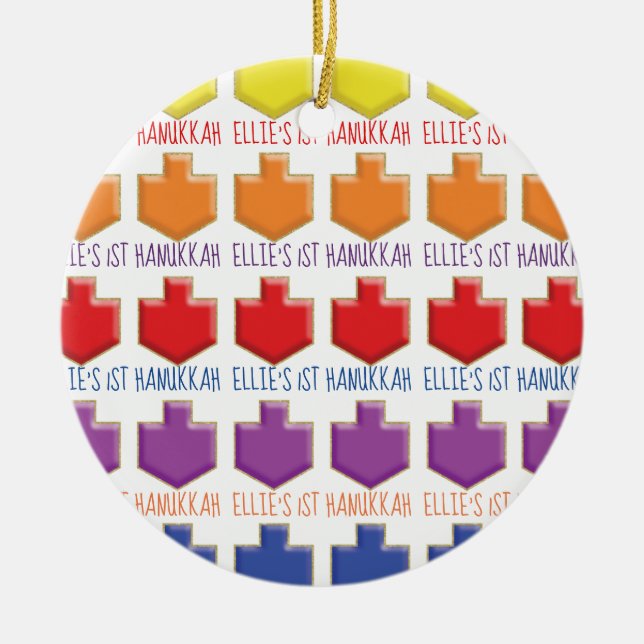 Hanukkah "3D Dreidels" Circle Ornament (Front)