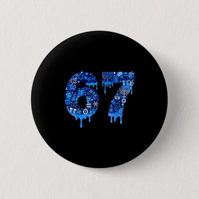 Hanukkah 67 Six Seven Boy Girl Kids 67 Meme Hanukk 6 Cm Round Badge (Front)