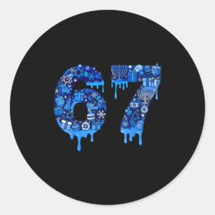 Hanukkah 67 Six Seven Boy Girl Kids 67 Meme Hanukk Classic Round Sticker