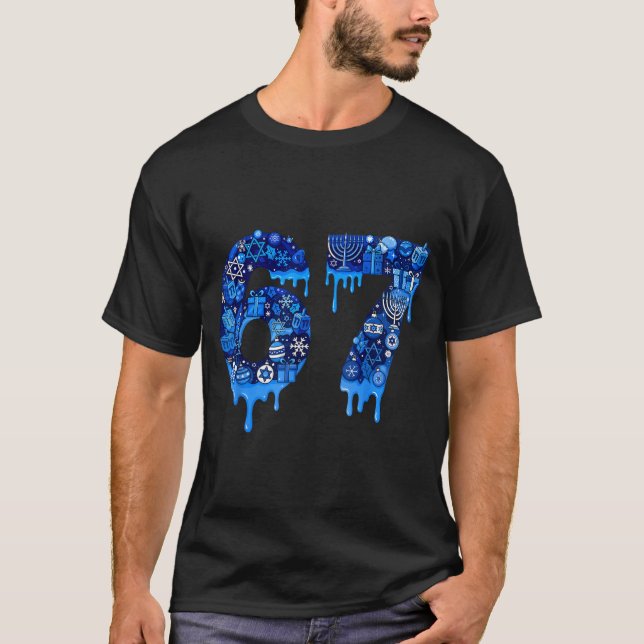 Hanukkah 67 Six Seven Boy Girl Kids 67 Meme Hanukk T-Shirt (Front)