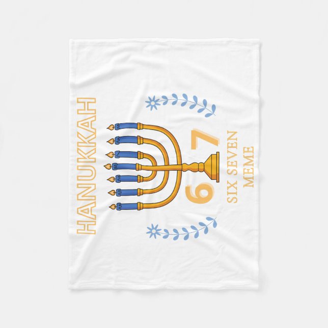 Hanukkah 67 Six Seven Meme Fleece Blanket (Front)
