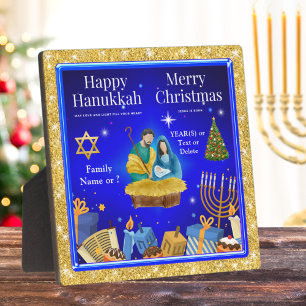 Hanukkah and Christmas Decorations, Personalised Plaque
