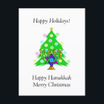 Hanukkah and Christmas Together Holiday Card<br><div class="desc">Christmas gifts and Chanukah menorah ornaments for interfaith families who are Jewish and Christian celebrating both holidays this season.</div>