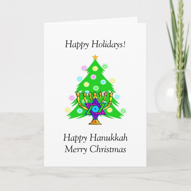 Hanukkah and Christmas Together Holiday Card (Front)